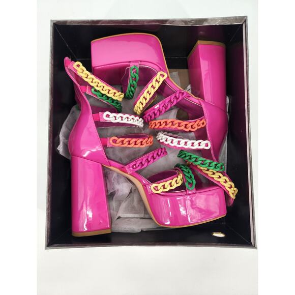 Azalea Wang Pink Corrine Chain Link Platform Sandals Size 7 - Picture 14 of 16